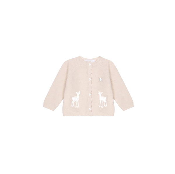 Patachou Baby Beige Deer Cardigan + Pant Set