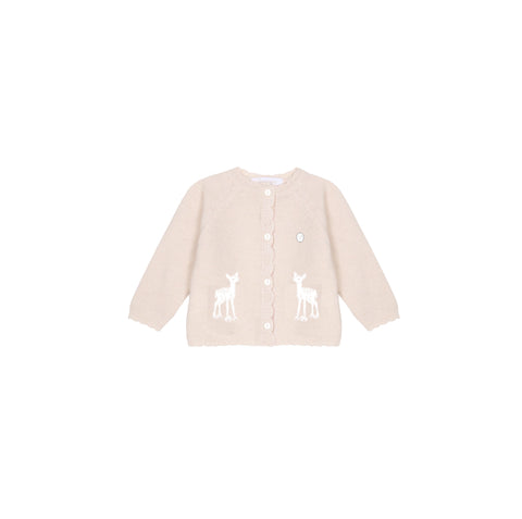 Patachou Baby Beige Deer Cardigan + Pant Set