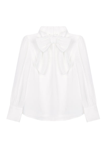 Patachou Ecru Pleated Bow Blouse