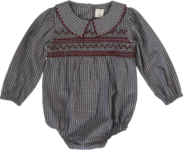 Lil Legs Analogie Soft Gray Plaid Girls Romper