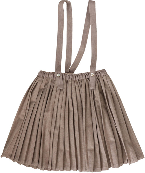 Lil Legs Analogie Misty Oat Heather Knife Pleated Suspender Skirt