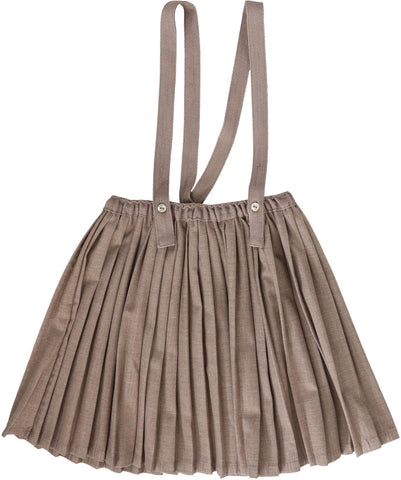 Lil Legs Analogie Misty Oat Heather Knife Pleated Suspender Skirt