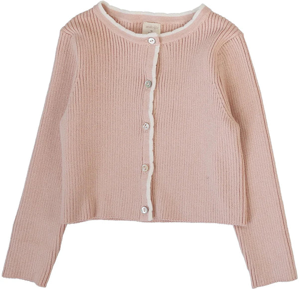 Lil Legs Analogie Bud Pink Scallop Rib Cardigan SSRC-BPNK
