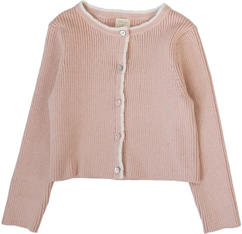 Lil Legs Analogie Bud Pink Scallop Rib Cardigan SSRC-BPNK