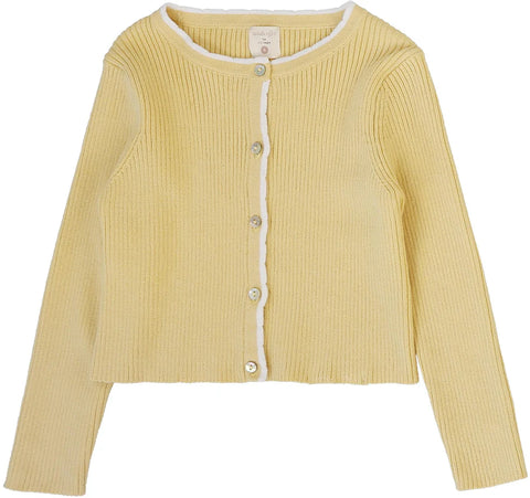 Lil Legs Analogie Yellow Scallop Rib Cardigan SSRC-YEL