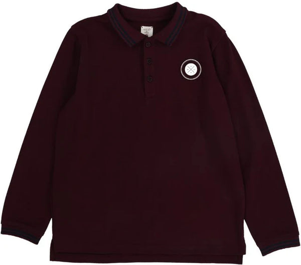 Lil Legs Deep Burgundy Double Stripe Polo