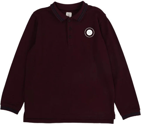 Lil Legs Deep Burgundy Double Stripe Polo
