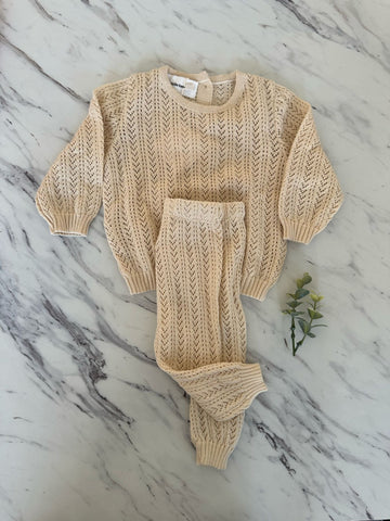 Pequeno Tocon Natural Openwork Jersey + Pants Set