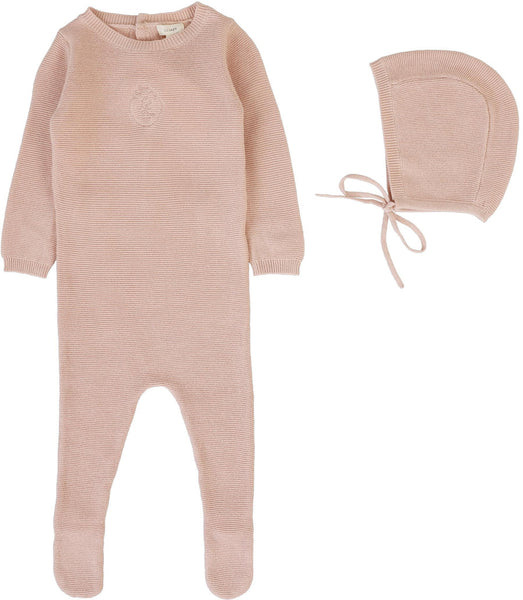 Lil Legs Analogie Bud Pink Crest Knit Footie Set CKFG-BPNK