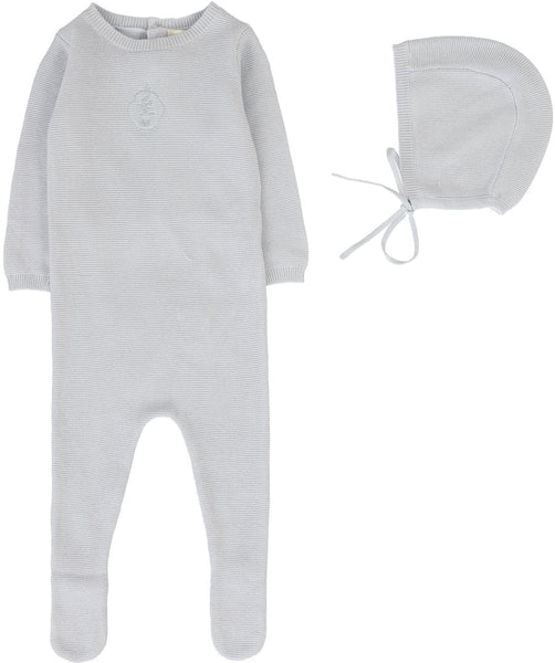 Lil Legs Analogie Clear Blue Crest Knit Footie Set CKFB-CBLU