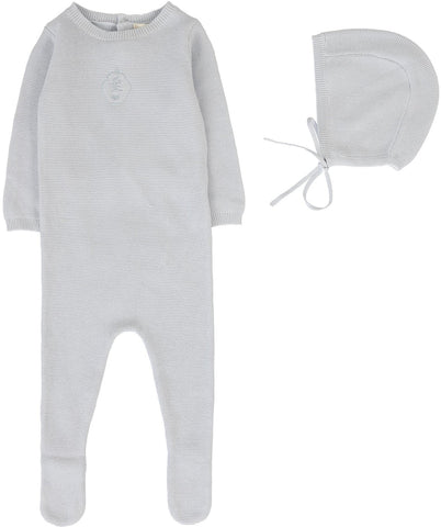 Lil Legs Analogie Clear Blue Crest Knit Footie Set CKFB-CBLU