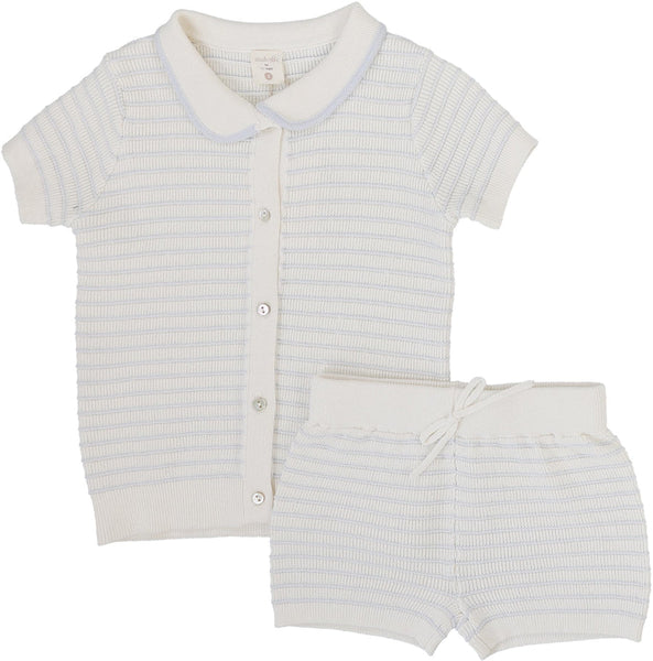 Lil Legs Analogie Clear Blue Textured Stripe Knit Set TSKST-CBLU