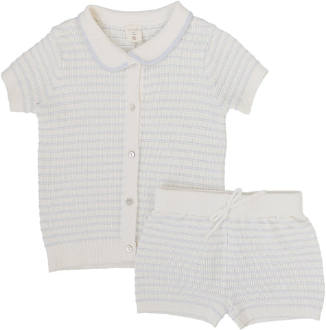 Lil Legs Analogie Clear Blue Textured Stripe Knit Set TSKST-CBLU