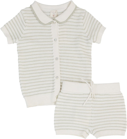 Lil Legs Analogie Shrub Green Textured Stripe Knit Set TSKST-SGRN