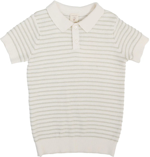 Lil Legs Analogie Shrub Green Textured Stripe Knit Polo TSKP-SGRN