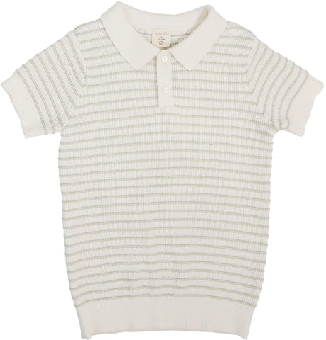 Lil Legs Analogie Shrub Green Textured Stripe Knit Polo TSKP-SGRN