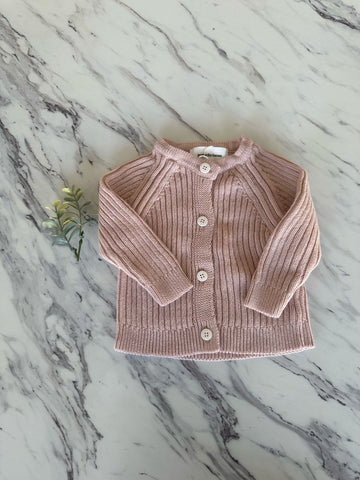 Pequeno Tocon Pink Ribbed Cardigan + Pant Set