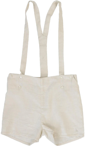 Lil Legs Analogie Wheat Linen Suspender Shorts SSHOR-WHEA