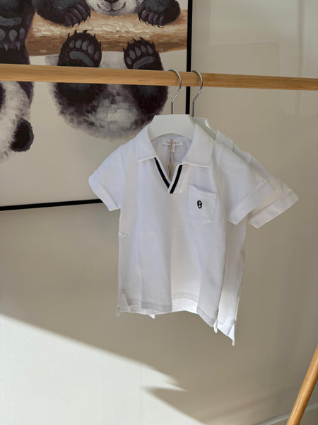 Patachou White V Neck Polo