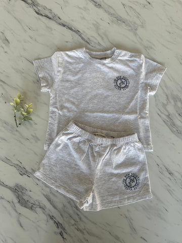 The New Society Baby Boy Grey Melange Reine Special Tee + Short Set