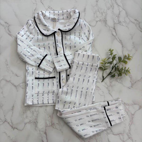 Coco Blanc Blue Printed Collar Pajamas