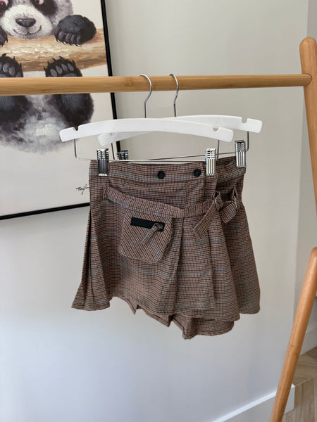 Anja Schwerbrock Houndstooth Pleated Asymmetric Skirt