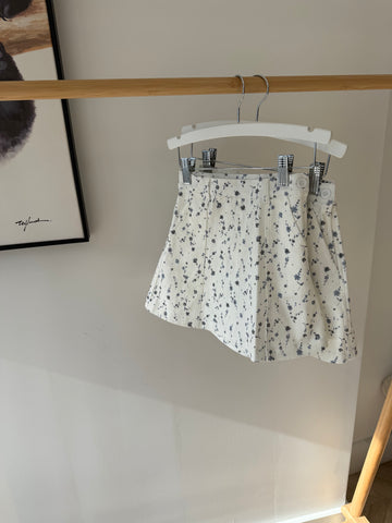 Bonjoy Blue Floral Denim Patch Skirt