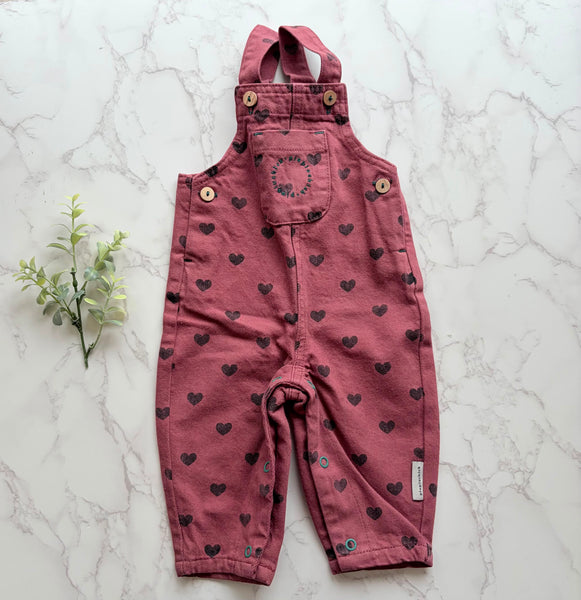 Piupiuchick Pink/Black Hearts Dungarees