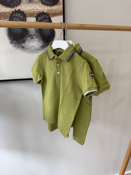 Colmar Beetle Green Tricolored Striped Trim Polo 3598n-7xh-727
