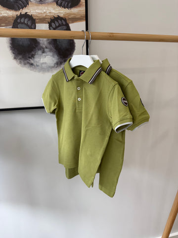 Colmar Beetle Green Tricolored Striped Trim Polo 3598n-7xh-727