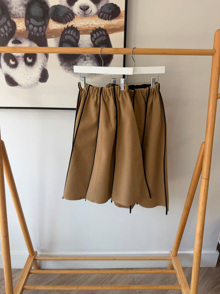 Venera Arapu Beige Graphic Flow Skirt