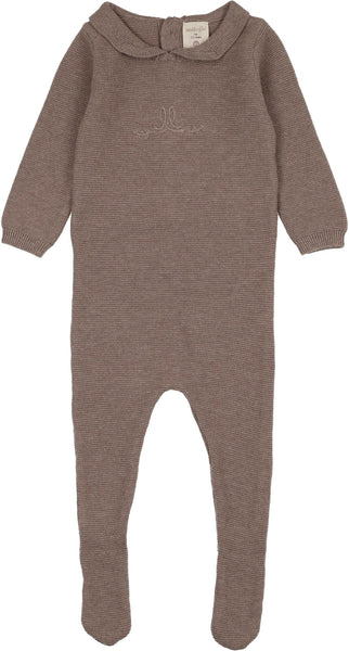 Lil Legs Analogie Misty Oat Heather Knit Embroidered Footie