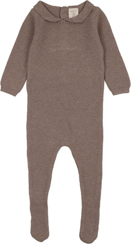 Lil Legs Analogie Misty Oat Heather Knit Embroidered Footie