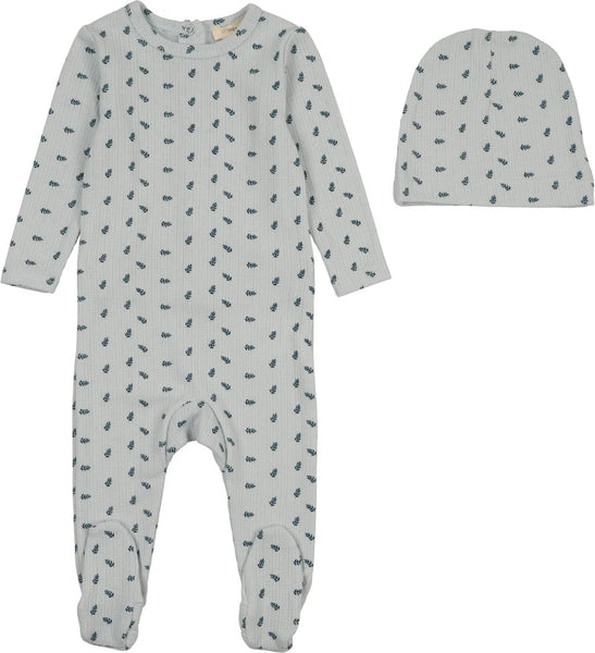 Lil Legs Analogie Blue Branch Dainty Print Footie DPF-BRNCH