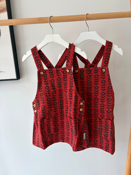 Piupiuchick Bordeaux/Black Flowers Short Dress with Straps