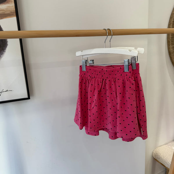 Piupiuchick Pink/Black Hearts All Over Knee Length Skirt