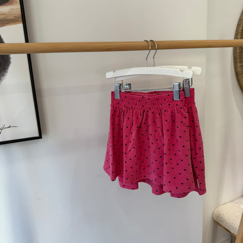 Piupiuchick Pink/Black Hearts All Over Knee Length Skirt
