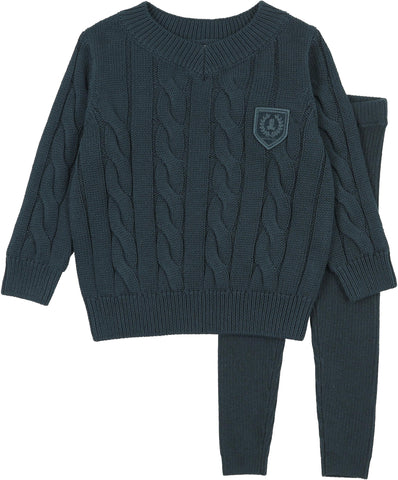 Lil Legs Analogie Deep Teal Chunky Cable Toddler Set