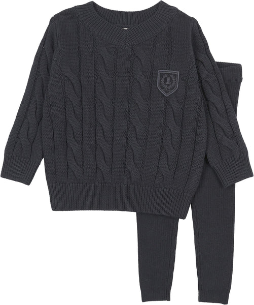 Lil Legs Analogie Navy Chunky Cable Toddler Set