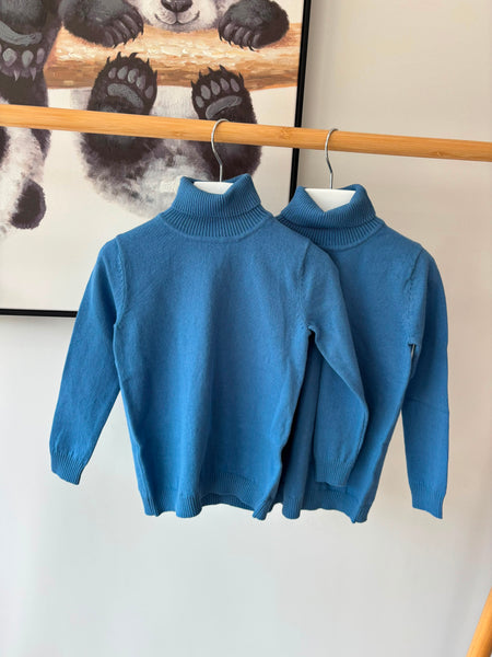 Coco Blanc Blue Fine Knit Turtleneck