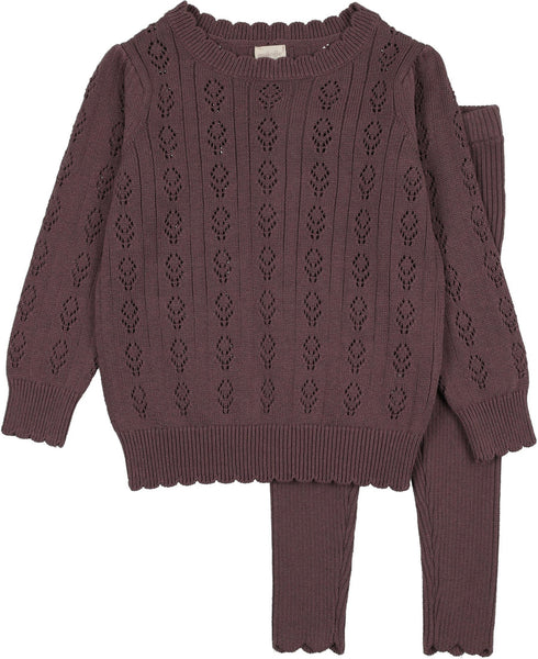 Lil Legs Analogie Vintage Purple Girls Knit Set
