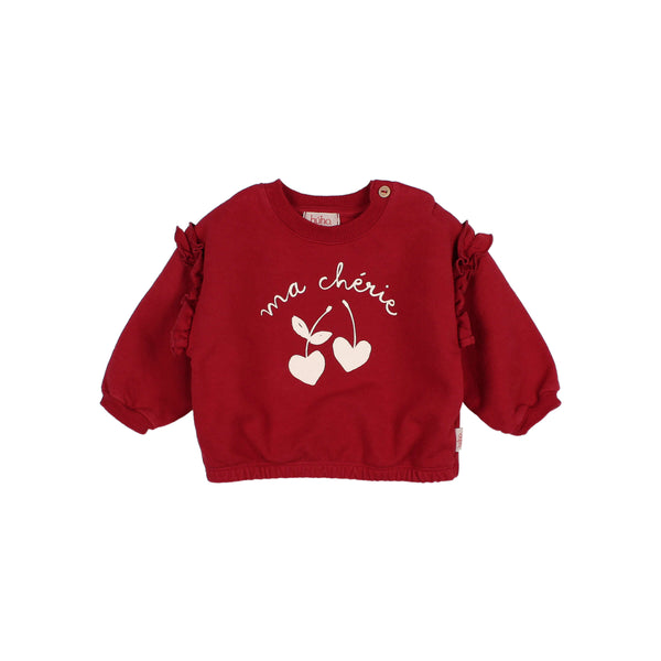 Buho Baby Cherry Red Ma Cherie Sweatshirt + Mini Hearts Legging Set