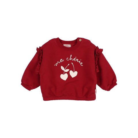 Buho Baby Cherry Red Ma Cherie Sweatshirt + Mini Hearts Legging Set