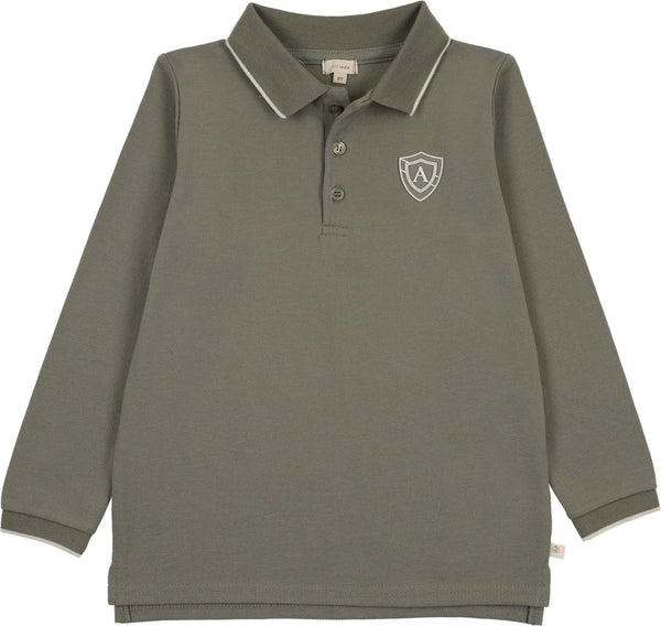 Lil Legs Olive Green LS Logo Polo WSLPL-OGRN