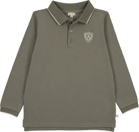 Lil Legs Olive Green LS Logo Polo WSLPL-OGRN