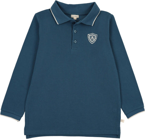 Lil Legs Blue LS Logo Polo WSLPL-BLU