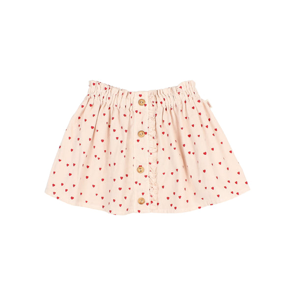 Buho Cream Pink Mini Hearts Skirt