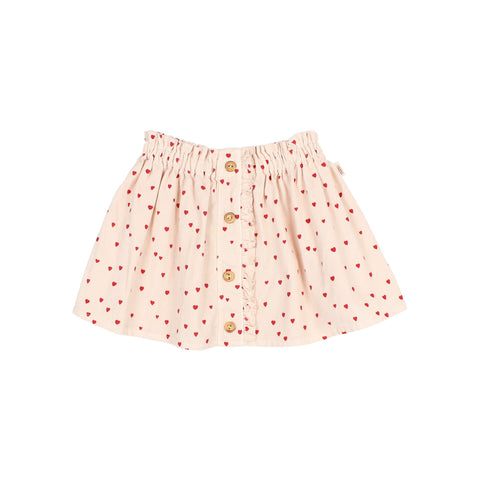 Buho Cream Pink Mini Hearts Skirt