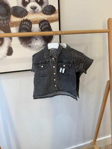 Birnham on the Sea Black Wash Button Down Shirt