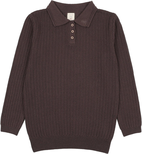 Lil Legs Analogie Chocolate Brown Boys Knit Polo